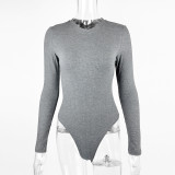 EVE Solid Color O Neck Long Sleeve Bodysuit GZJF-ZJ2226