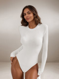 EVE Solid Color O Neck Long Sleeve Bodysuit GZJF-ZJ2226