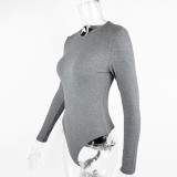 EVE Solid Color O Neck Long Sleeve Bodysuit GZJF-ZJ2226