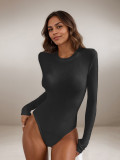 EVE Solid Color O Neck Long Sleeve Bodysuit GZJF-ZJ2226