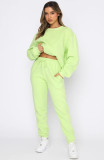 EVE Plus Size Solid Color Padded Long Sleeve Casual Pants Set SSNF-211022
