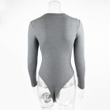 EVE Solid Color O Neck Long Sleeve Bodysuit GZJF-ZJ2226