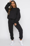 EVE Plus Size Solid Color Padded Long Sleeve Casual Pants Set SSNF-211022