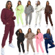 EVE Plus Size Solid Color Padded Long Sleeve Casual Pants Set SSNF-211022