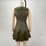 EVE Fashion PU Leahter Sleeveless Mini Dress GPBY-915