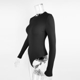 EVE Solid Color O Neck Long Sleeve Bodysuit GZJF-ZJ2226