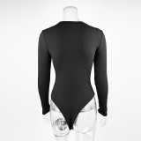 EVE Solid Color O Neck Long Sleeve Bodysuit GZJF-ZJ2226