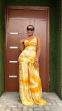 EVE Tie Dye Print Halterneck Two Piece Pants Set GFDY-1322
