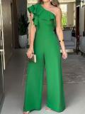 EVE Slash Shoulder Ruffles Loose Jumpsuit BS-1381