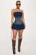 EVE Fashion Denim Washed One Shoulder Mini Dress LX-6991