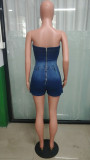 EVE Fashion Denim Washed One Shoulder Mini Dress LX-6991