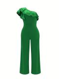 EVE Slash Shoulder Ruffles Loose Jumpsuit BS-1381
