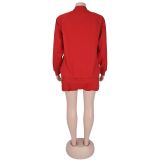 EVE Fashion Solid Color Jackets Two Piece Skirts Set BY-7252