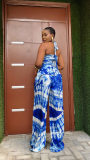 EVE Tie Dye Print Halterneck Two Piece Pants Set GFDY-1322