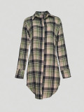 EVE Plaid Print Long Sleeve Casual Shirt Dress BS-1388