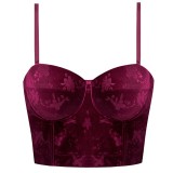 EVE Velvet Jacquard Camisole Undershirt Inside With Bra Pads GPBY-6228