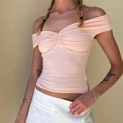 EVE One Shoulder Pleated Solid Color Tops GZJF-ZJ2598