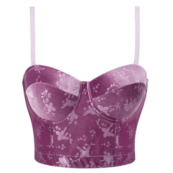 EVE Velvet Jacquard Camisole Undershirt Inside With Bra Pads GPBY-6228