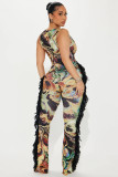EVE Sexy Print Tassel Sling Jumpsuit GYZY-8956