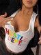 EVE Letter Print U Neck Tank Tops GYZY-8998