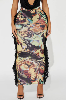 EVE Tassel Lace Printed Half-Length Skirt GYZY-8957