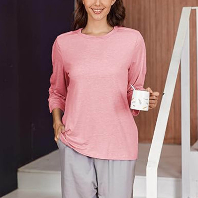 EVE Solid Color Long Sleeve Loose Tops GYZY-6668