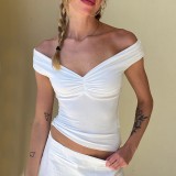 EVE One Shoulder Pleated Solid Color Tops GZJF-ZJ2598