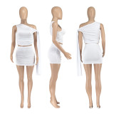 EVE Slash Shoulder Sleeveless Two Piece Skirts Set DDF-D88238