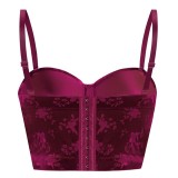 EVE Velvet Jacquard Camisole Undershirt Inside With Bra Pads GPBY-6228