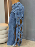 EVE Fashion Hollow Out Patchwork Loose Jeans OD-8727