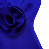 EVE Plus Size V Neck Ruffles Big Swing Midi Dress GATE-565