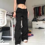 EVE Loose Solid Color Drawstring Pants GZCF-6006