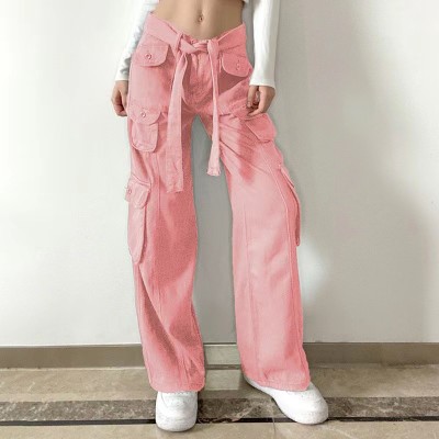 EVE Loose Solid Color Drawstring Pants GZCF-6006