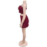 EVE Sexy Solid Color Sling Top And Skirt 2 Piece Set BY-7240