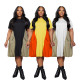 EVE Plus Size Color Block Patchwork Midi Dress SFY-667