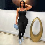 EVE Solid Color Sling Backless Skinny Jumpsuit SFY-687
