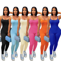 EVE Solid Color Sling Backless Skinny Jumpsuit SFY-687