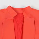 EVE Plus Size Solid Color Long Blazer Pants Suit NY-10968