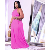 EVE Plus Size Solid Color Drawstring Tie Up Two Piece Skirts Set QYXZ-9916