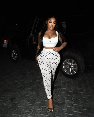 EVE Fashion Tank Tops Moon Print Pants Two Piece Set GYZY-8963