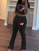 EVE Print Short Sleeve T Shirt Pants 2 Piece Set GCNF-8787