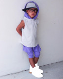EVE Kids Color Block Hooded Shorts 2 Piece Set GYMF-156