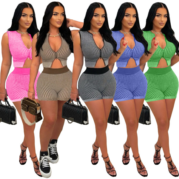 EVE Knit Sweater Two Way Zipper Short Set NYF-8190
