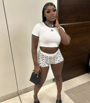 EVE Moon Print Short Sleeve Two Piece Shorts Set GYZY-8962