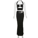 EVE Sexy Halterneck Solid Color Two Piece Skirts Set XEF-K24S65134