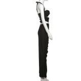 EVE Sexy Halterneck Solid Color Two Piece Skirts Set XEF-K24S65134