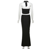 EVE Sexy Halterneck Solid Color Two Piece Skirts Set XEF-K24S65134