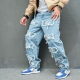 EVE Men's Fashion Denim Holes Pencil Jeans GWBM-3019