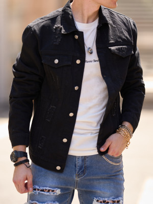 EVE Men's Casual Lapel Long Sleeve Denim Jackets GBBF-8302