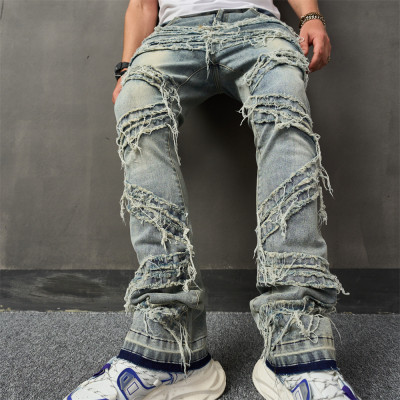 EVE Men's Cat Whisker Fashion Loose Wide Leg Jeans GBBF-708